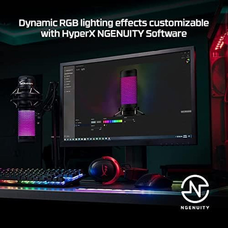 Quadcast S – RGB USB Condenser Microphone for PC, PS4, PS5 and Mac, Anti-Vibration Shock Mount, 4 Polar Patterns, Pop Filter, Gain Control, Gaming, Streaming, Podcasts, Twitch, Youtube, Discord