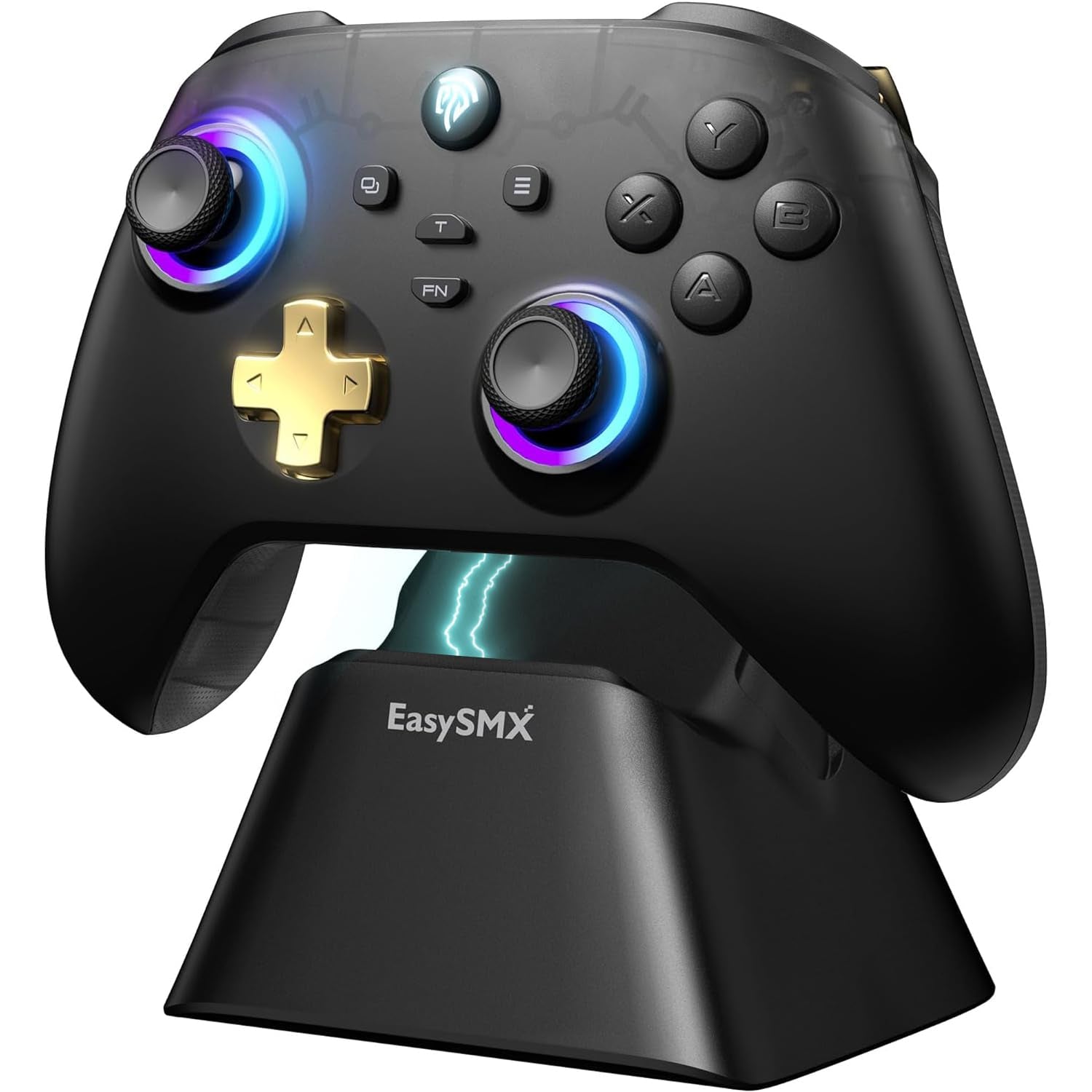 D05 PC Controller - Enhanced Wireless Bluetooth Pro Controller with Charging Dock/Hall Sensor/Rgb Lighting - No Stick Drift, No Dead Zone - Work for Windows PC, Android, Steam and Switch