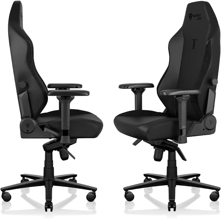 Titan Evo Black Gaming Chair - Reclining, Ergonomic & Comfortable Computer Chair with 4D Armrests, Magnetic Head Pillow & 4-Way Lumbar Support - Black - Leatherette