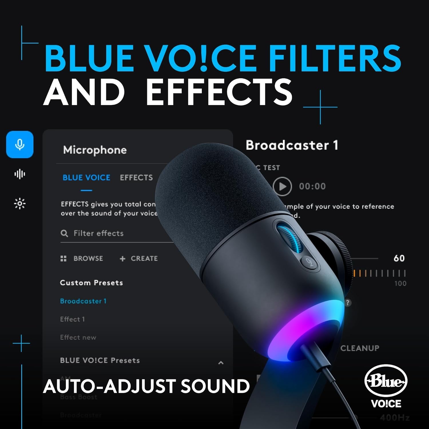 Yeti GX Dynamic RGB Gaming Microphone, Podcast Microphone with LIGHTSYNC, Blue VO!CE, G HUB Control, USB Plug and Play - Black