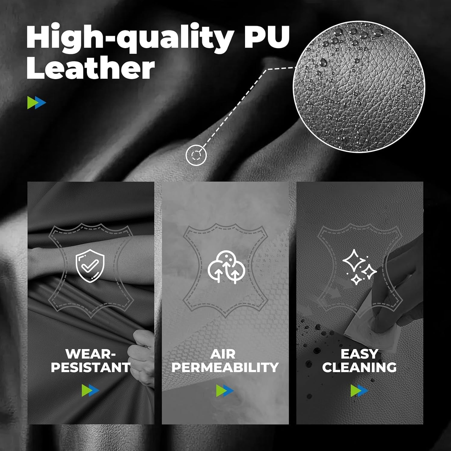 Big and Tall Office Chair, High Back Leather Gaming Chair with Footrest, Executive Ergonomic Office Chair with Pocket Spring Lumbar Support and with Outward Fixed Soft Armrests
