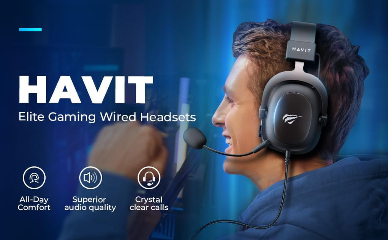 H2002D Gaming Headsets for PS4,PC, 50MM Drivers Surround Sound PS5 Headset with Mic Gaming Headphones with Mic Durable Aluminum Frame Valentines Gifts for Men