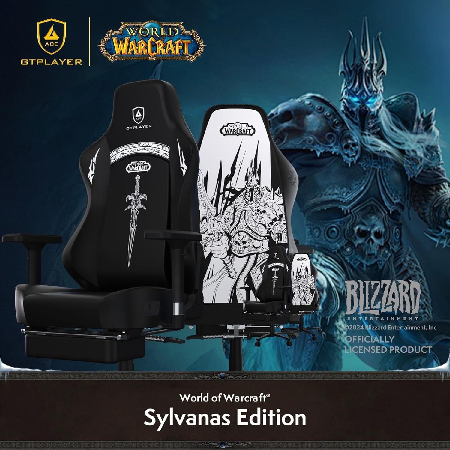 World of Warcraft Edition Video Gaming Chair, Ergonomic Computer Chairs with Footrest and Adjustable Armrest, Height Adjustable Desk Chair with Lumbar Support for Office & Gaming,White