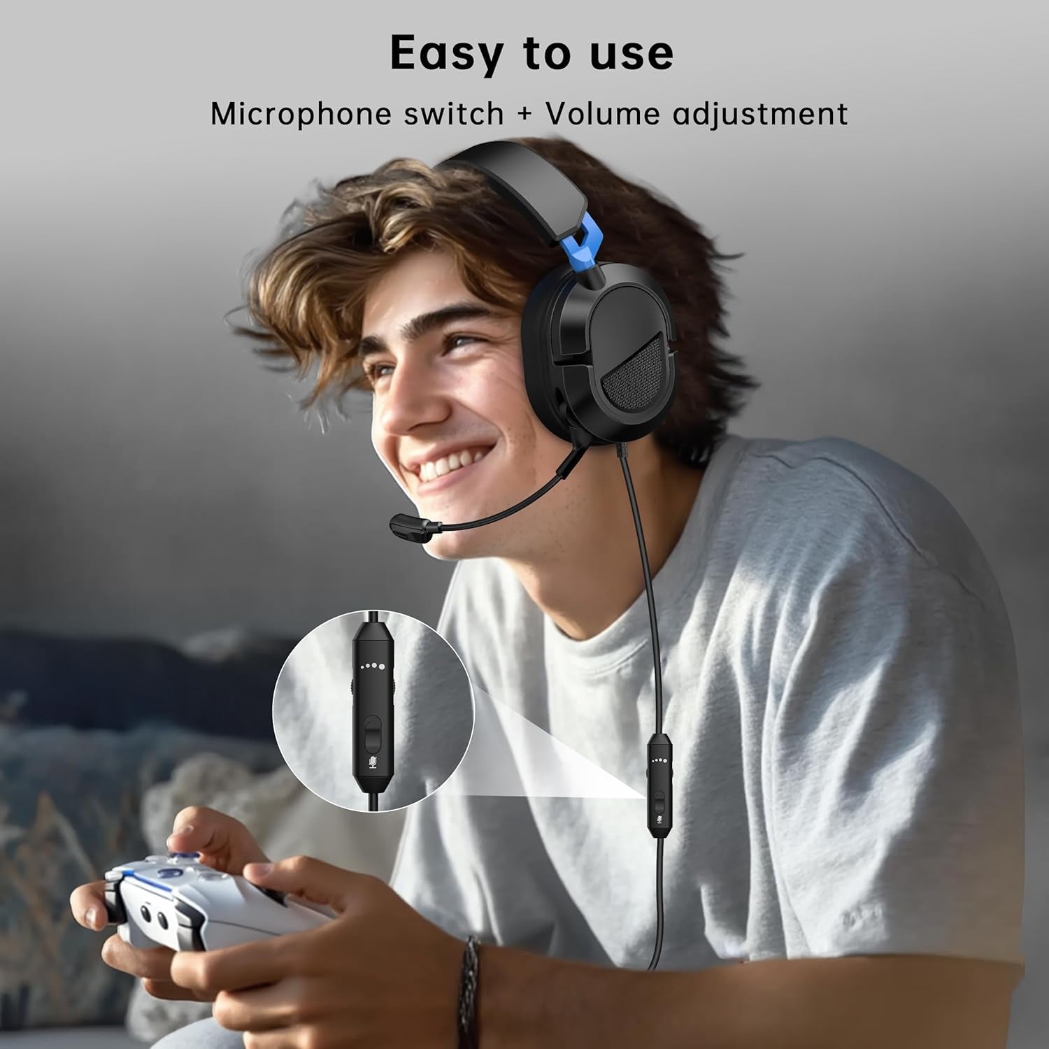Gaming Headset for Ps5、Ps5Pro、Ps4、Xbox Series X、Xbox Series S/One、Pc. 207G Headset with Clear Mic for Work 𝟐𝟎𝟐𝟓 𝐔𝐩𝐠𝐫𝐚𝐝𝐞 Gaming Headphones with 3.5Mm Splitter、360° Mic.79In Cable.Gamer Gifts