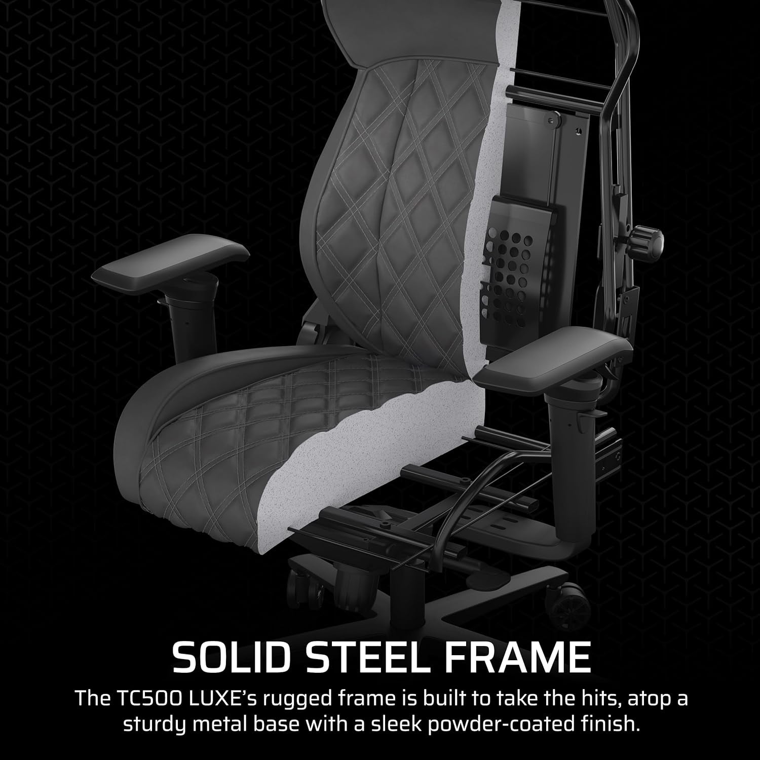 TC500 Luxe Gaming Chair – Premium Breathable Fabric – Wide Seat – Five-Way Adjustable Armrests – Adjustable Built-In Lumbar Support – 90-160 Degree Recline – Shadow