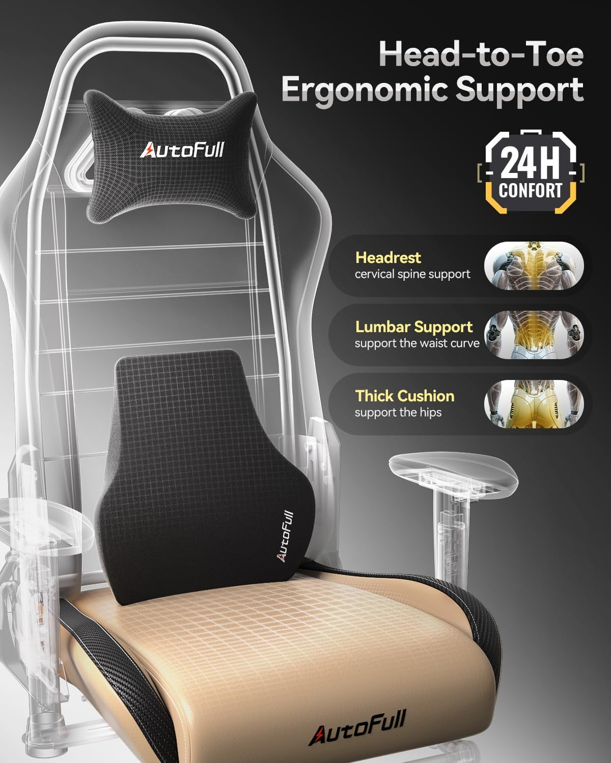 C3 Gaming Chair, Racing Style Gaming Chair with Ergonomic Lumbar Support,Adjustable High Back PU Leather PC Chair with Footrest,Brown