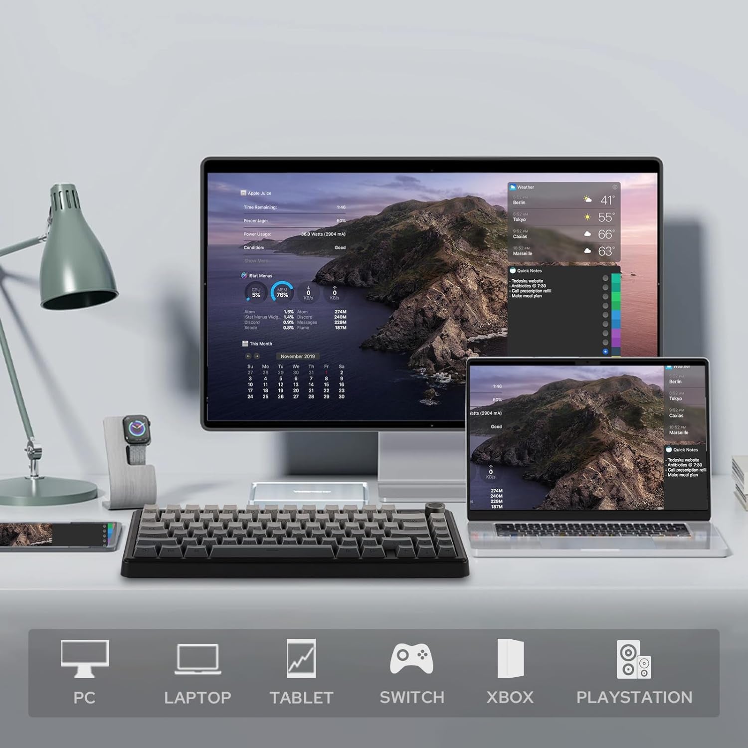 X Aula F75 MAX Wireless Mechanical Keyboard with TFT Screen and Knob, Gasket Gaming Keyboard in 75% Layout, Hot Swappable, RGB Backlight, for Pc/Mac/Linux (Black Gradient)