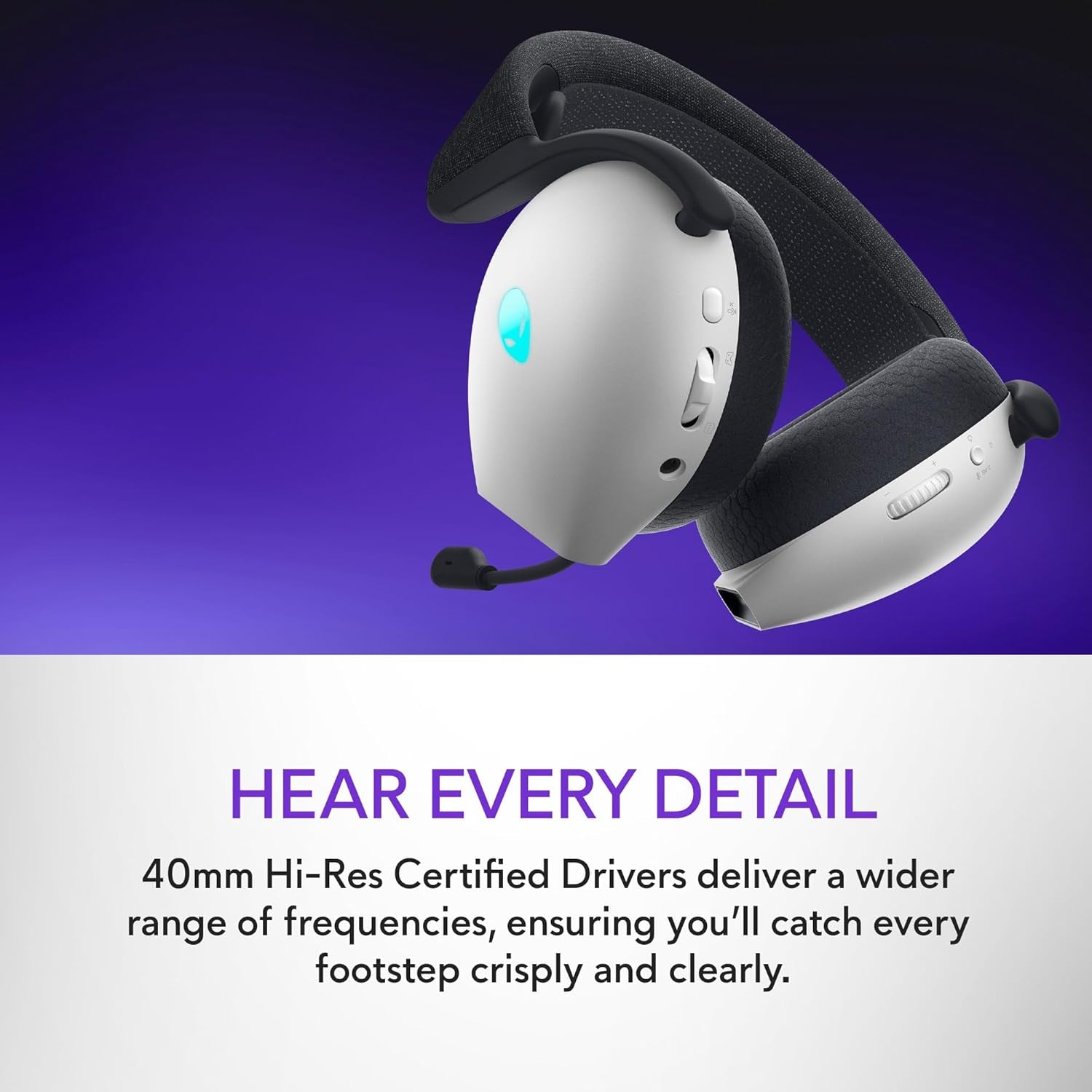Tri-Mode Wireless Gaming Headset AW725H - Wired/Wireless, Bluetooth 5.3, Audio Output - 20 Hz, Mini-Phone (3.5Mm), Battery Talk Time up to 55 Hrs (Bluetooth), Lunar Light