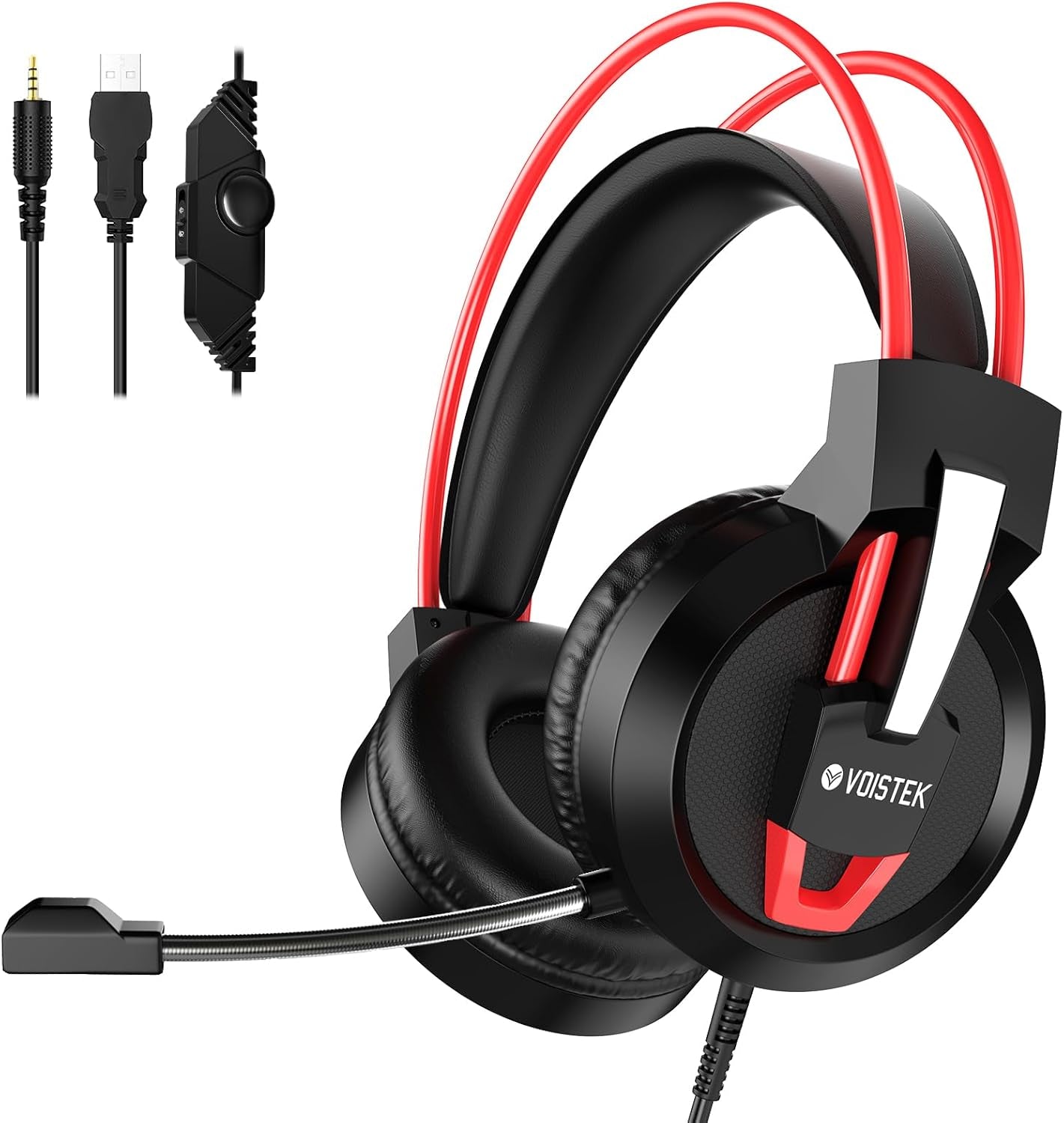 PS5 Gaming Headset - Gaming Headphones with Mic (Noise Cancelling) 50Mm Dynamic Drivers Surround Sound, 3.5Mm Wired Computer Headset, Over-Ear Headphones Comfort for Laptop/Ps4/Ps5/Xbox/Switch